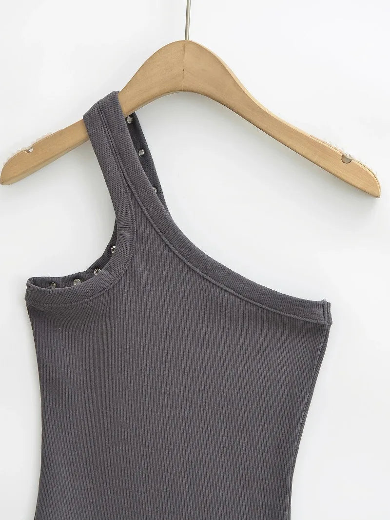 Design Sense Niche Slim Shoulder Slim Sling Summer Slim Chic Shoulder Vest Women Y2k Tops