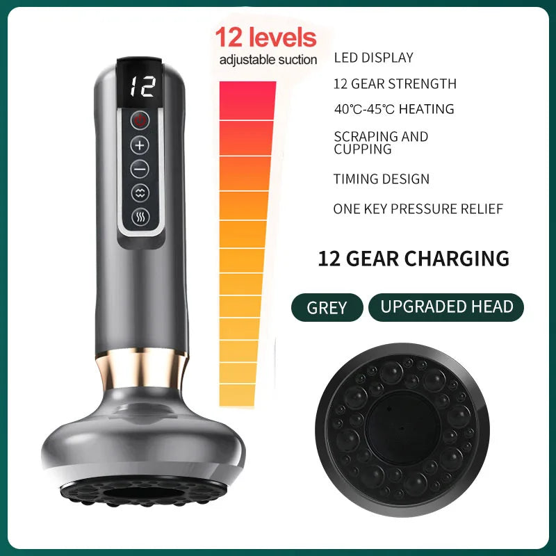 6 Gear Electric Cupping Massager Vacuum Suction Cup GuaSha Anti Cellulite Beauty Health Scraping Heat Body Slimming Massage