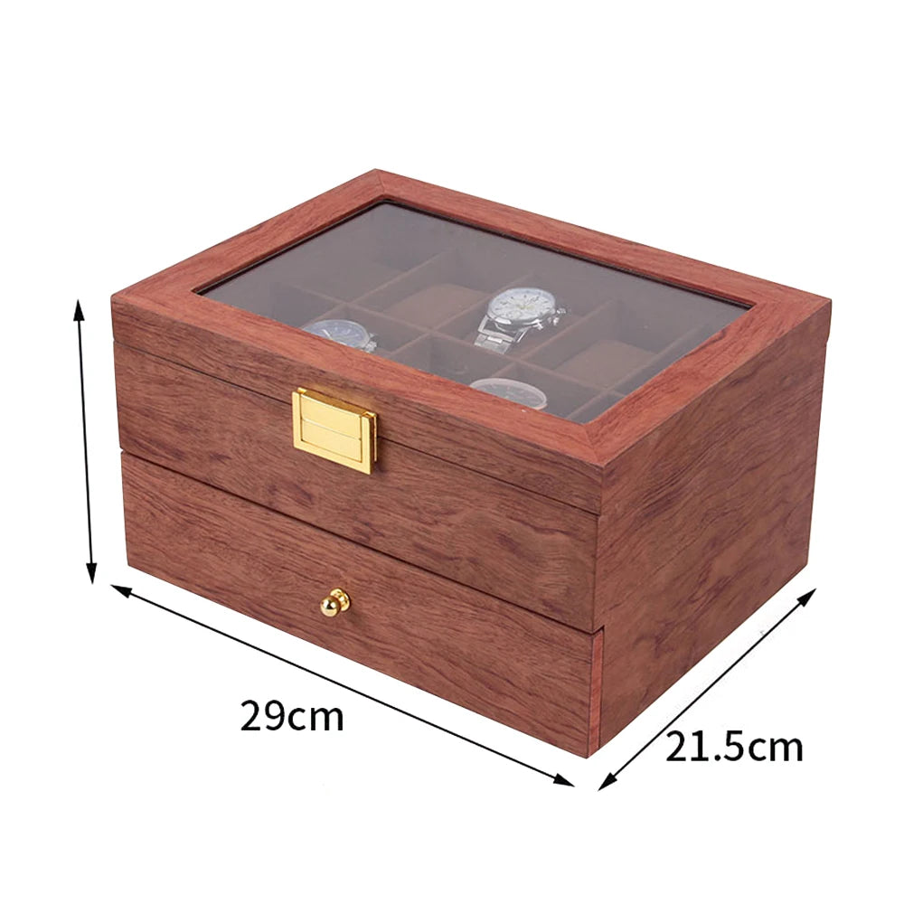 Coffret de rangement de luxe pour montres, édition 2 niveaux avec tiroir, pour 20 montres