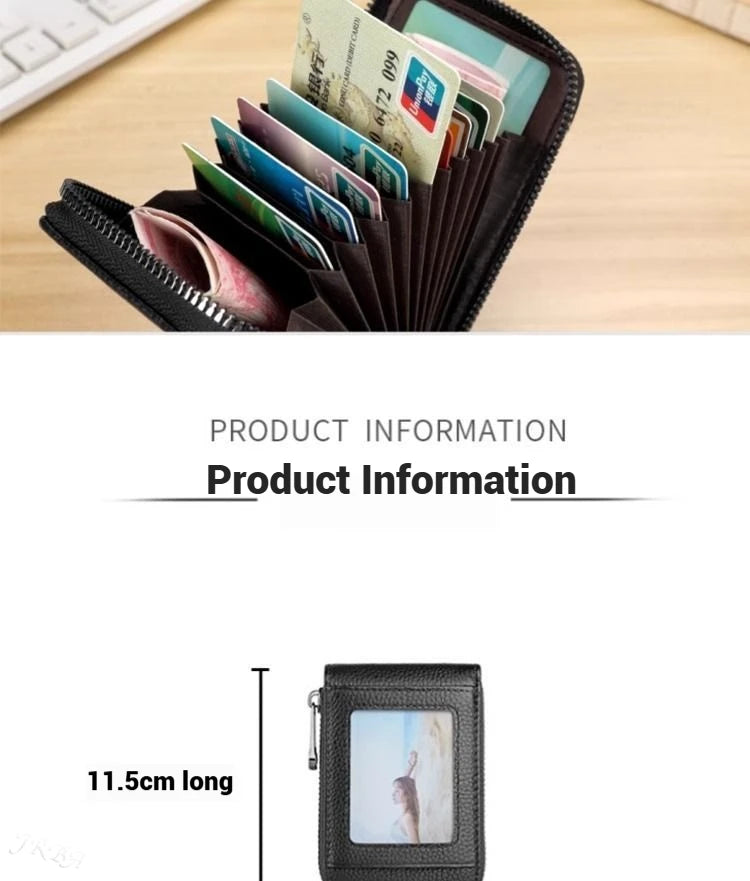 1pc Organ Card Bag Korean Edition Portable Women's Short Bank Card Cover Business Card Clip Zipper Vertical Handheld Bag