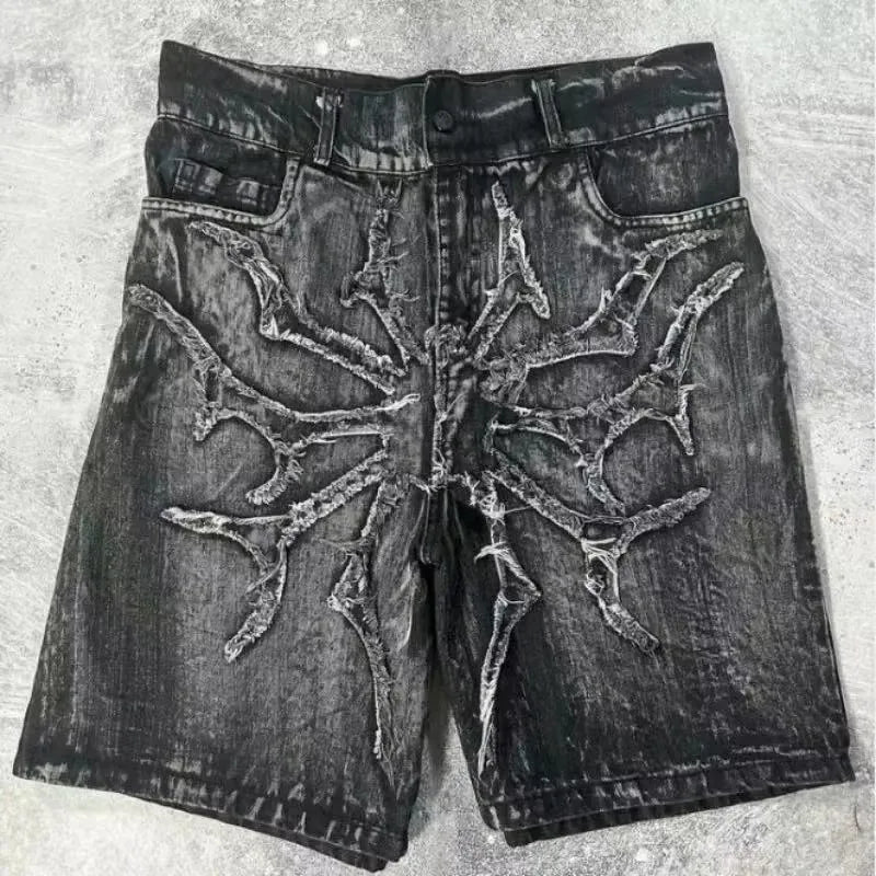 2025 Summer Y2K Skull Pattern Antarctic Vintage Harajuku  Antarctic Shorts Men Women Hip Hop Punk Loose High Waist Sports Shorts