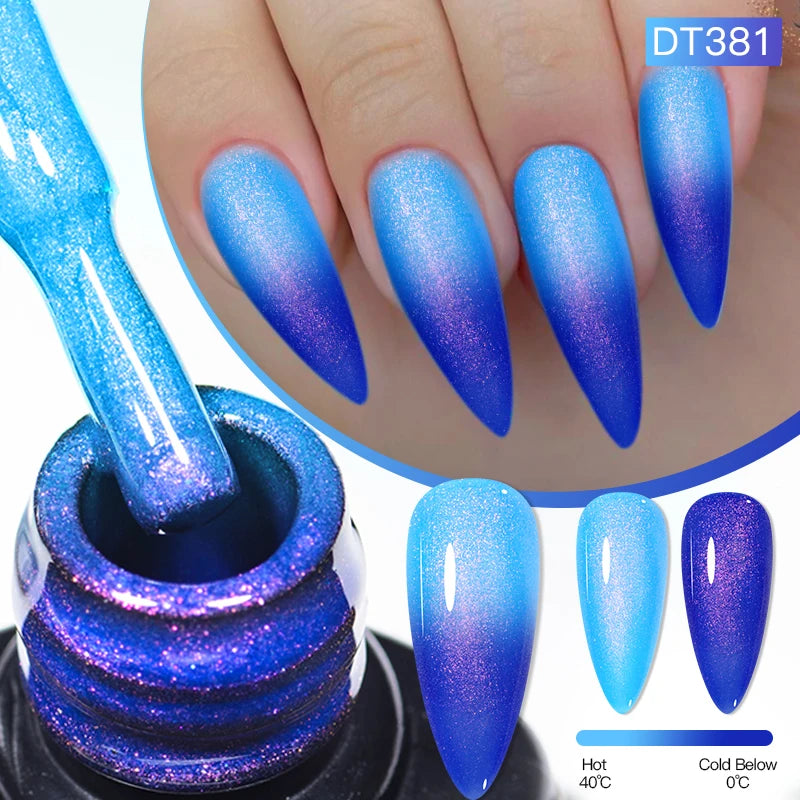 MEET ACROSS 7ml Eggshell Thermal Gel Nail Polish Temperature Changing Gradient Nail Art Varnish Winter Soak Off Gel For Nails