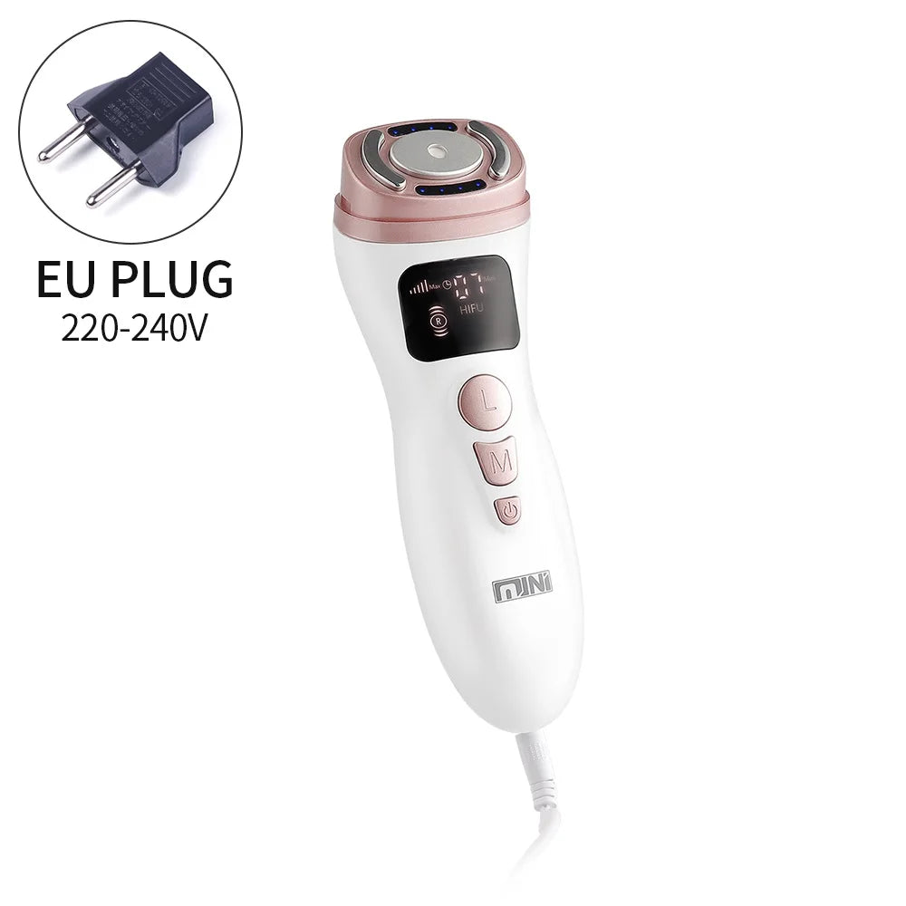 Mini HIFU Machine Ultrasonic RF EMS HIFU Facial Lifting Skin Tightening Device Face Chin Neck Eye Anti-Wrinkle Massager Home Use