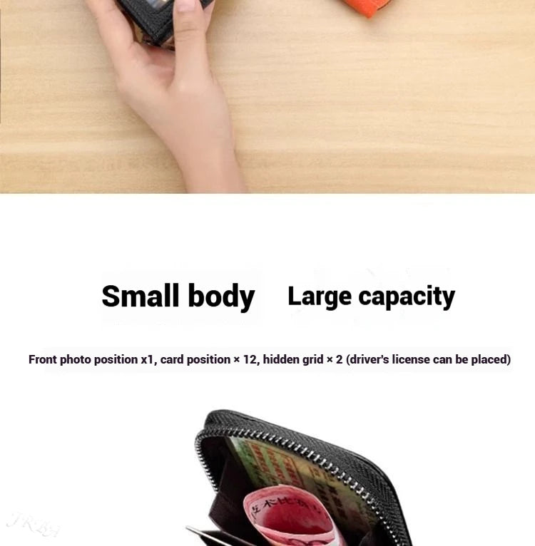 1pc Organ Card Bag Korean Edition Portable Women's Short Bank Card Cover Business Card Clip Zipper Vertical Handheld Bag