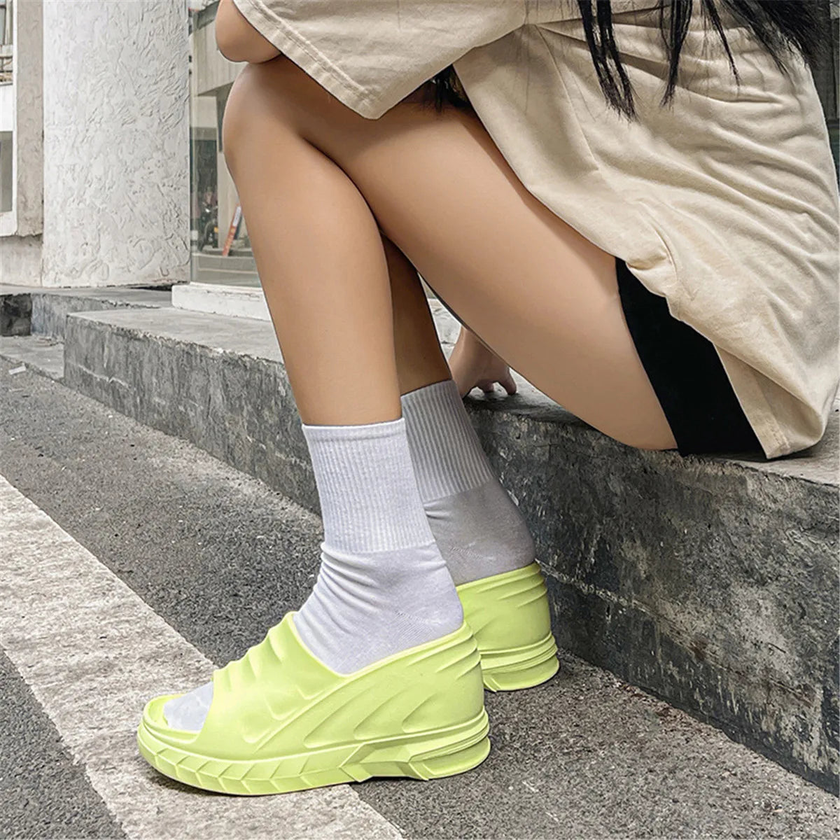 Sandales Compensées Chunky 8cm - Style Moderne et Waterproof