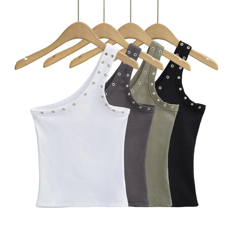 Design Sense Niche Slim Shoulder Slim Sling Summer Slim Chic Shoulder Vest Women Y2k Tops