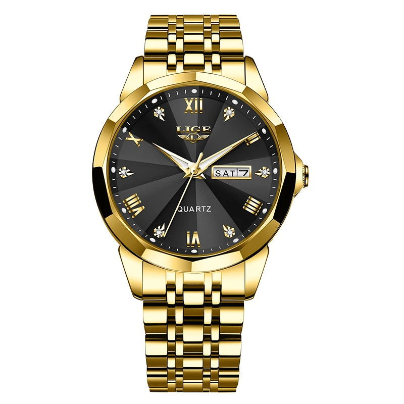 Montre de luxe pour femme, élégance Or, bracelet en acier