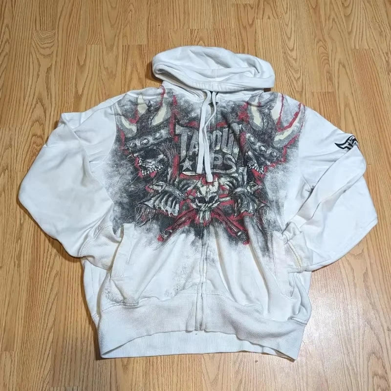 Hoodie - Gothic y2k - Design personnalisé, style grunge, coupe zippée
