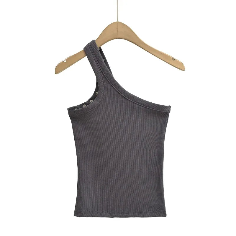 Design Sense Niche Slim Shoulder Slim Sling Summer Slim Chic Shoulder Vest Women Y2k Tops