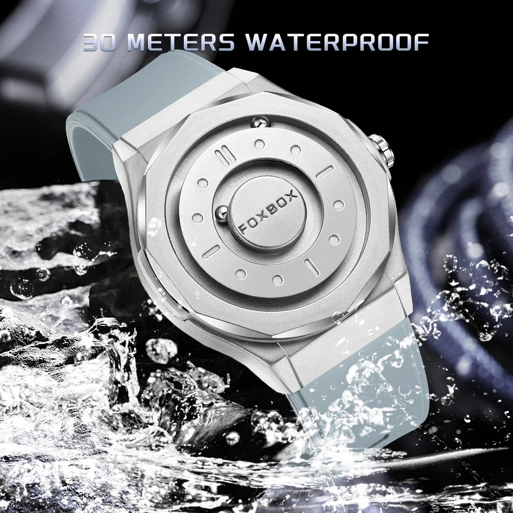 Montre  magnétique de luxe pour homme, quartz, étanche à l'eau, bracelet en acier inoxydable