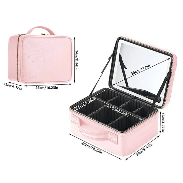 Étui de Maquillage Smart Led - Miroir intégré et Rangement Haute Capacité