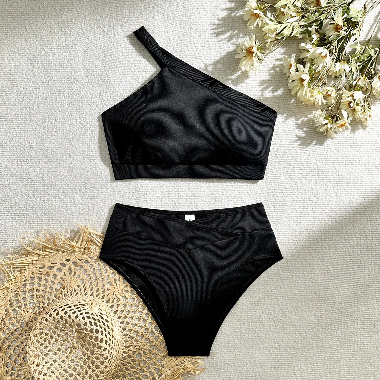 Bikini asymétrique taille haute, Silhouaite Élégance, Ensemble 2 pièces