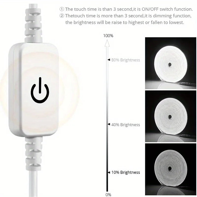 Neon LED Light Strip Smart Touch Sensor Switch Dimmable Neon Sign Flexible Led Ribbon Waterproof Rope Tube Lamp Backlight Decor