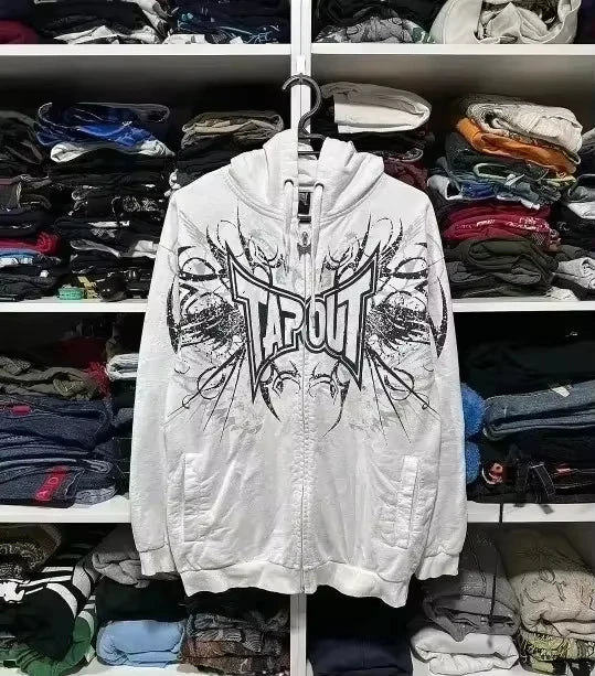 Hoodie - Gothic y2k - Design personnalisé, style grunge, coupe zippée