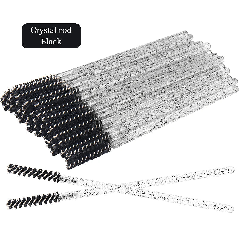 Lot de 50 Brosses à Cils - Crystal - Outil Professionnel d'Extension