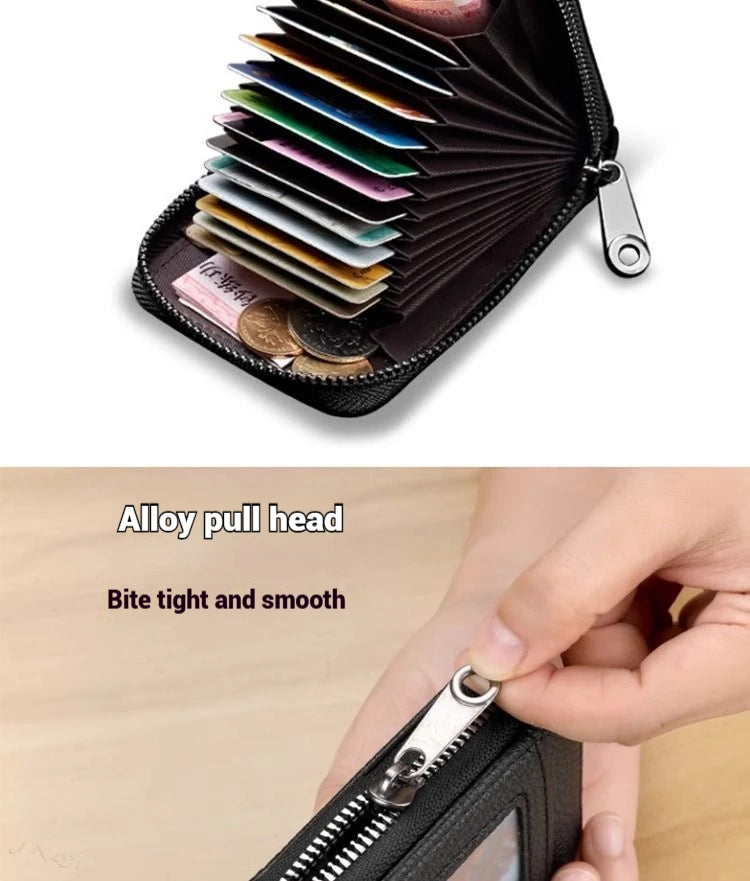 1pc Organ Card Bag Korean Edition Portable Women's Short Bank Card Cover Business Card Clip Zipper Vertical Handheld Bag