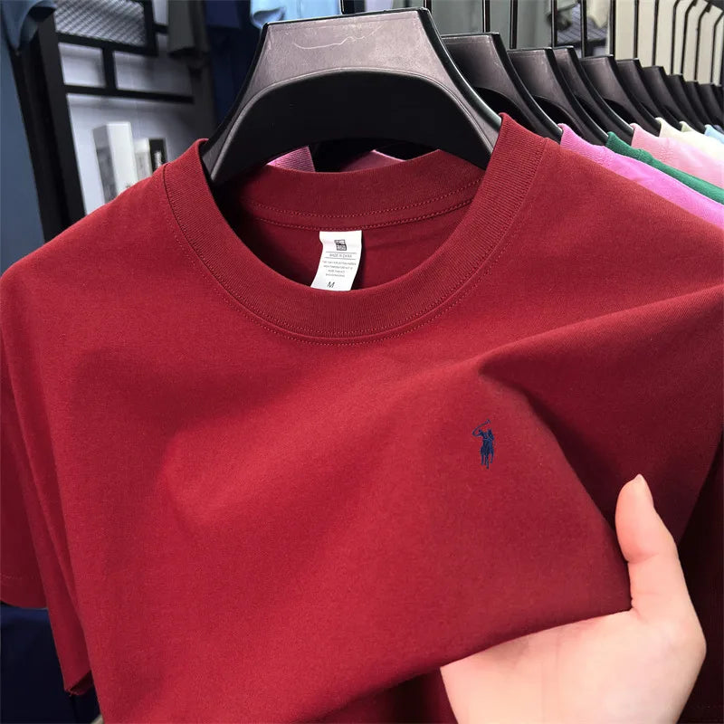 2025 Xiaoma Fashion Brand Pure Cotton Men's Short sleeved T-shirt Summer New High end Comfortable Casual Round Neck Top