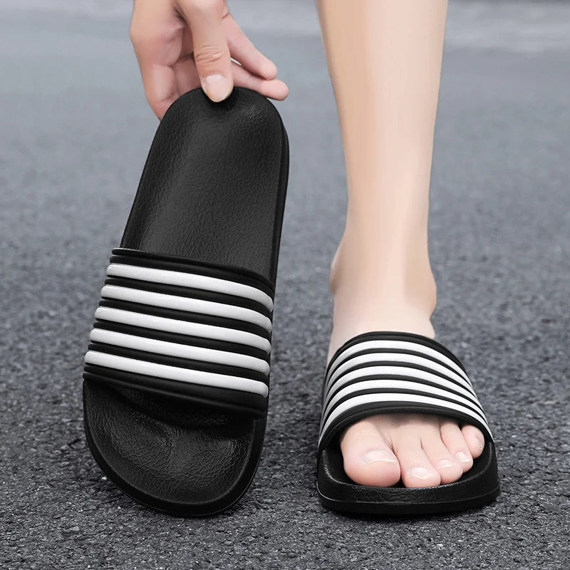 Sandales Rayées pour Couple - Antidérapantes, Légères et Confortable
