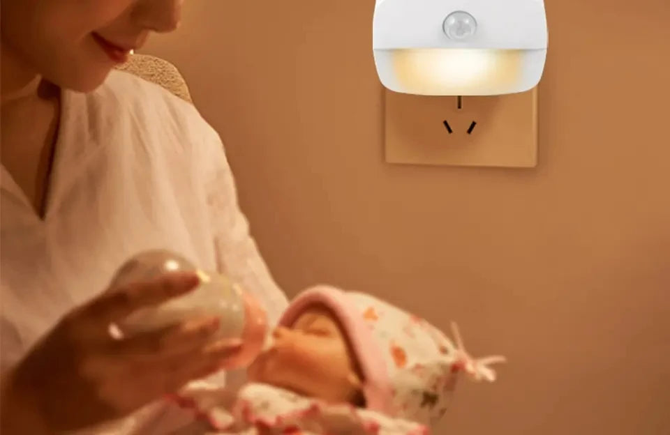 LED Night Light With Motion Sensor Light EU US Plug Socket Lamps Children Night Lights Wireless Wall Bedside Bedroom Night Lamp