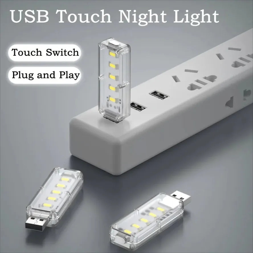 10LEDs USB Touch Dimming Night Light 5V Portable 3000K/6500K Bulb for Bedroom Study PC Laptop Mobile Power Bank Plug in Lighting