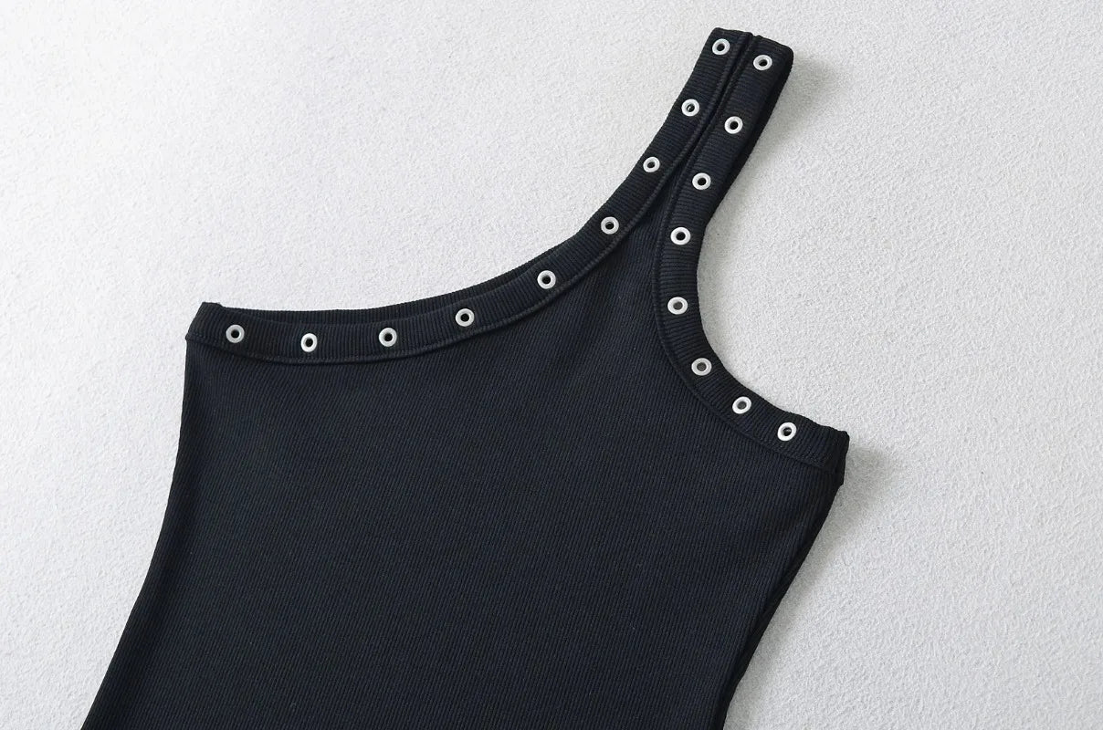Design Sense Niche Slim Shoulder Slim Sling Summer Slim Chic Shoulder Vest Women Y2k Tops