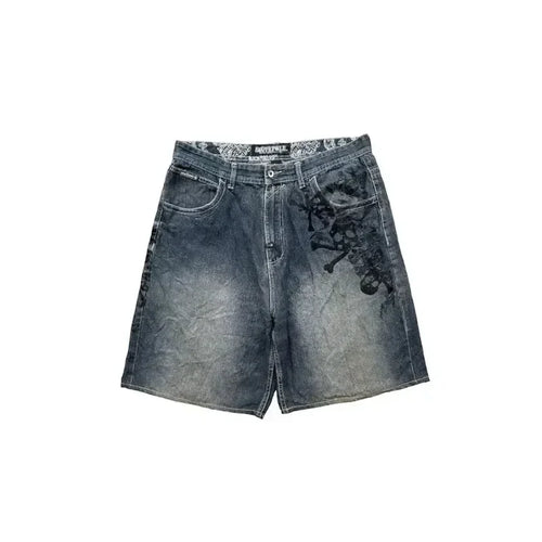 2025 Summer Y2K Skull Pattern Antarctic Vintage Harajuku  Antarctic Shorts Men Women Hip Hop Punk Loose High Waist Sports Shorts