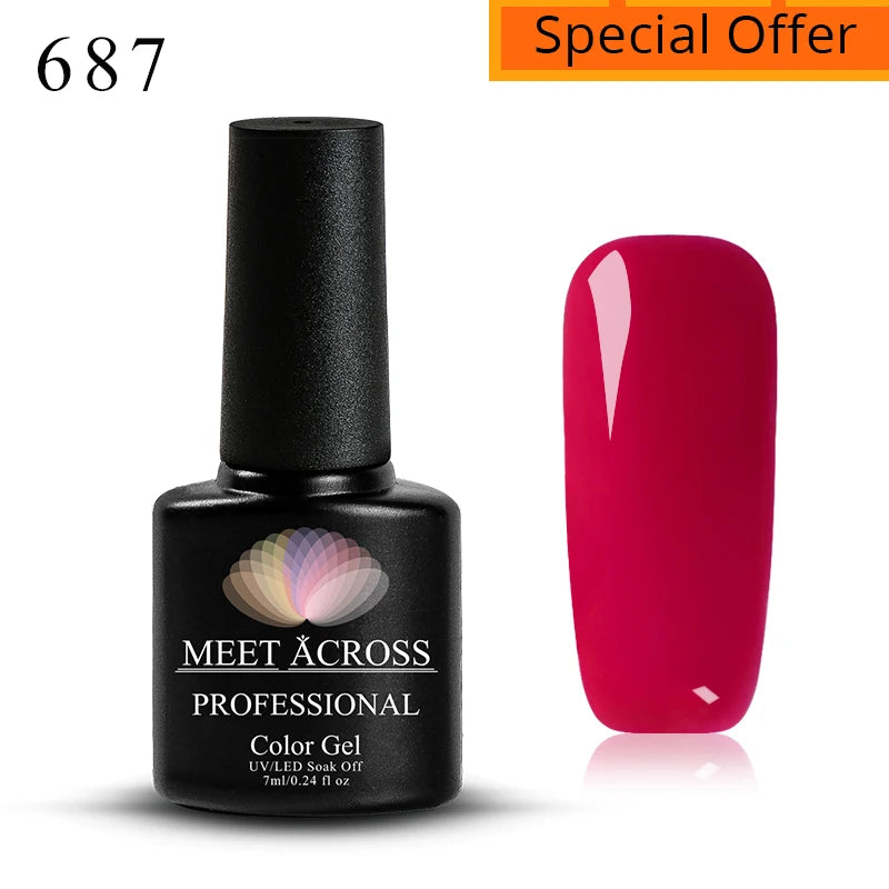 MEET ACROSS 7ml Eggshell Thermal Gel Nail Polish Temperature Changing Gradient Nail Art Varnish Winter Soak Off Gel For Nails