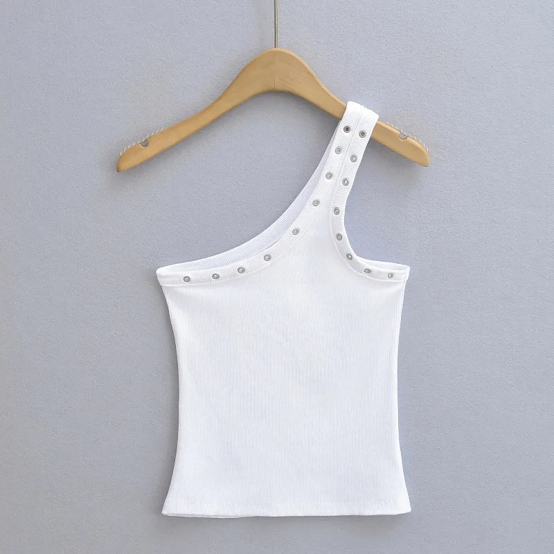 Design Sense Niche Slim Shoulder Slim Sling Summer Slim Chic Shoulder Vest Women Y2k Tops