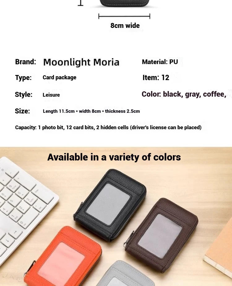 1pc Organ Card Bag Korean Edition Portable Women's Short Bank Card Cover Business Card Clip Zipper Vertical Handheld Bag