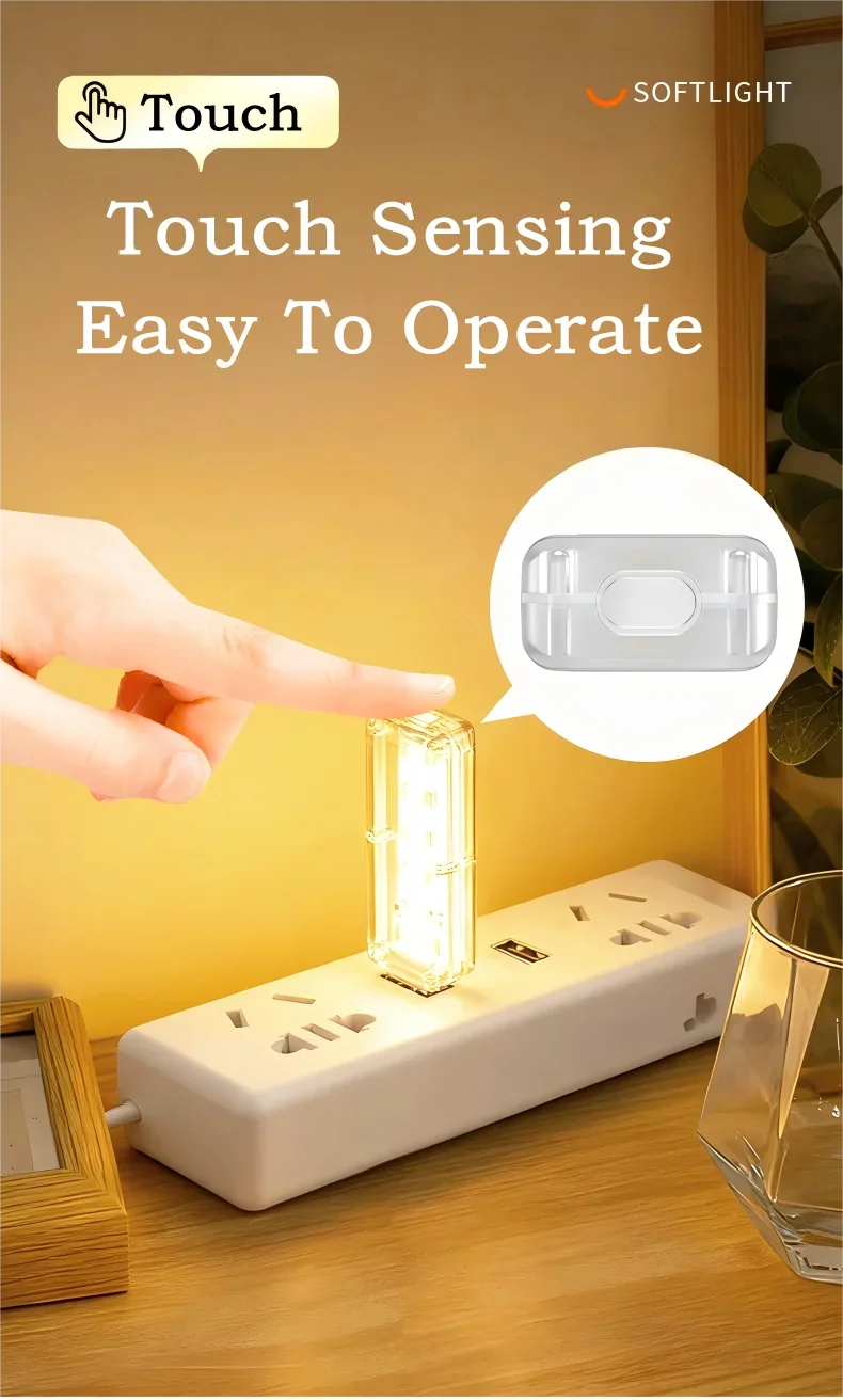 10LEDs USB Touch Dimming Night Light 5V Portable 3000K/6500K Bulb for Bedroom Study PC Laptop Mobile Power Bank Plug in Lighting