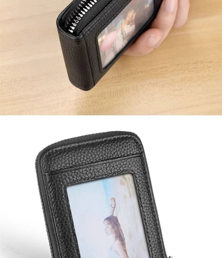 1pc Organ Card Bag Korean Edition Portable Women's Short Bank Card Cover Business Card Clip Zipper Vertical Handheld Bag