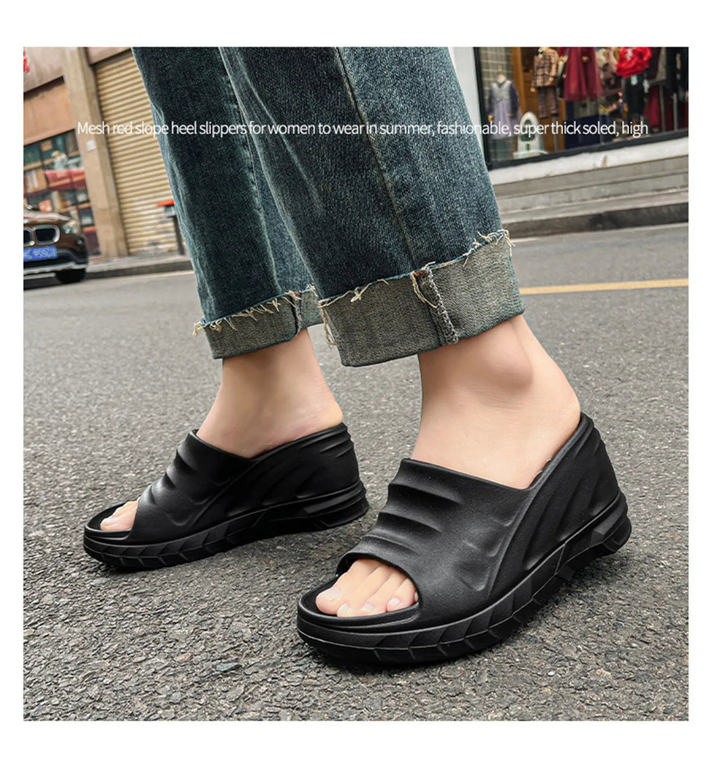 Sandales Compensées Chunky 8cm - Style Moderne et Waterproof