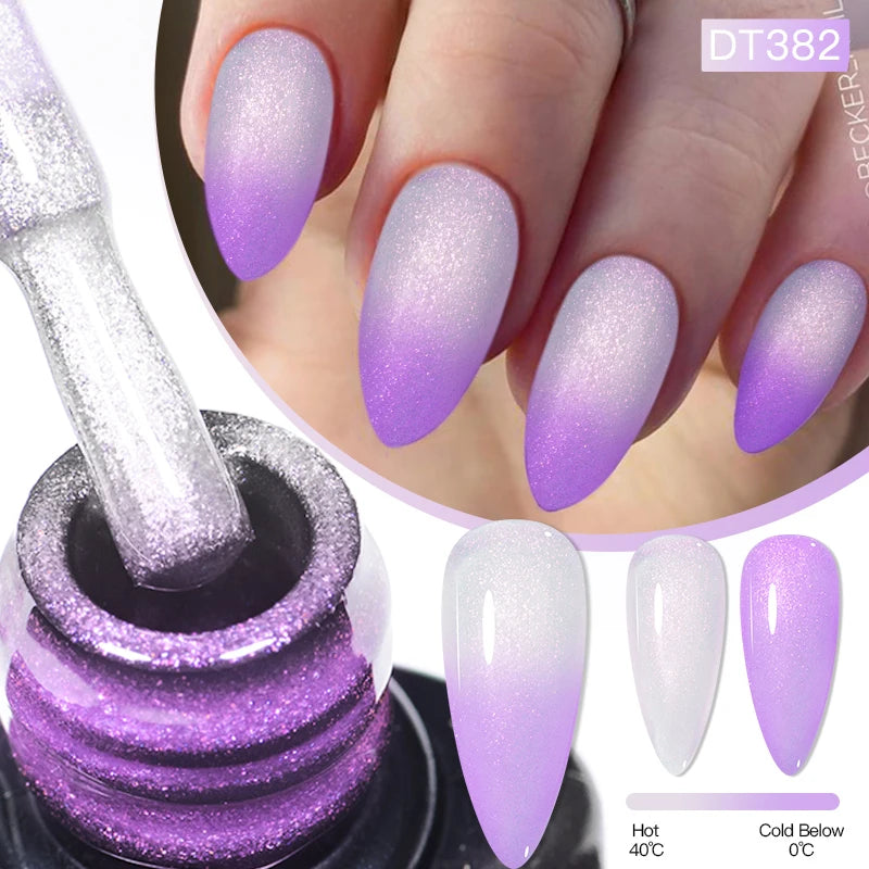 MEET ACROSS 7ml Eggshell Thermal Gel Nail Polish Temperature Changing Gradient Nail Art Varnish Winter Soak Off Gel For Nails