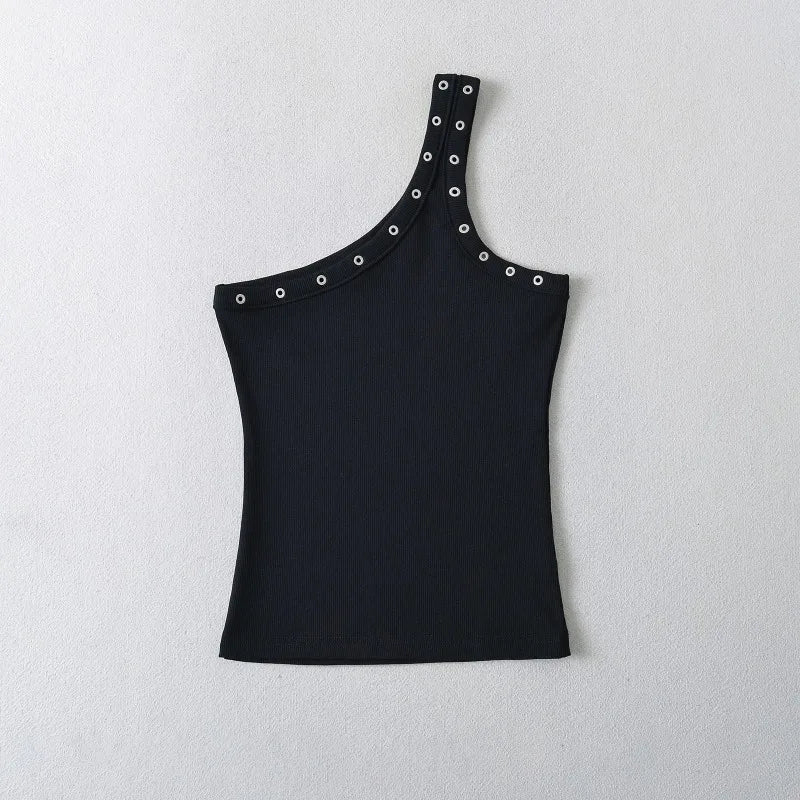 Design Sense Niche Slim Shoulder Slim Sling Summer Slim Chic Shoulder Vest Women Y2k Tops