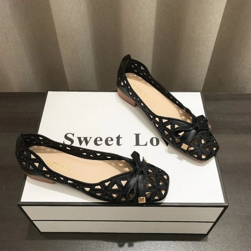 Ballerine Tressées Square Toe - Chic, Confortables et Respirantes