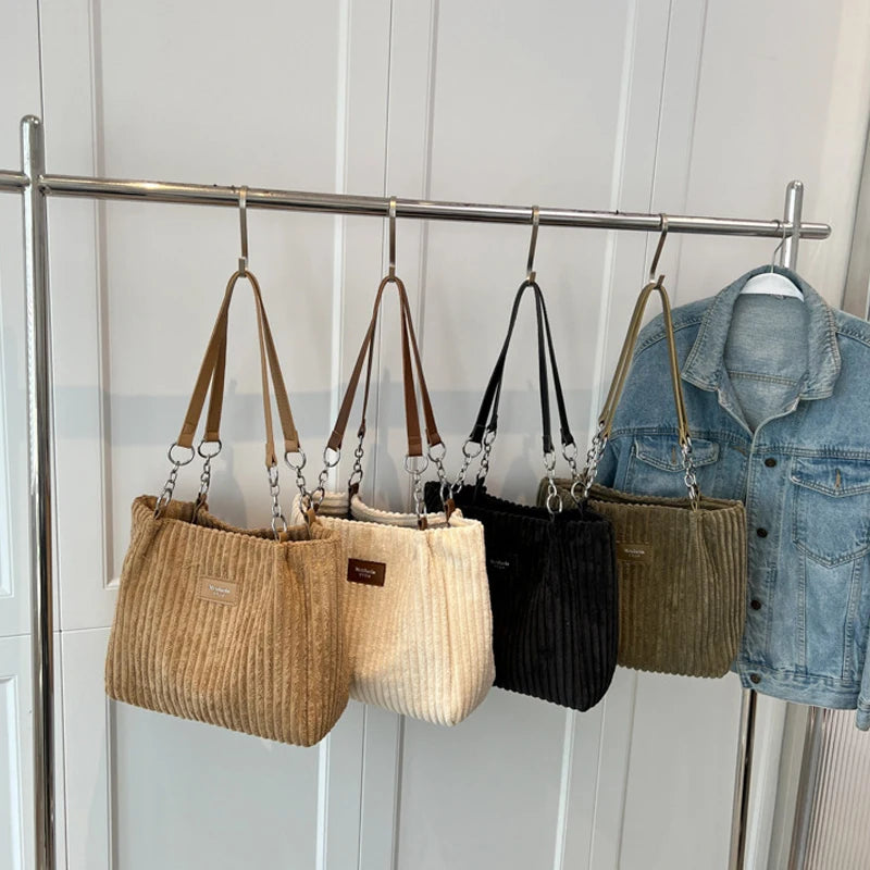 Sac à Main en velours Côtelé - Élégance Décontractée et Grand Format