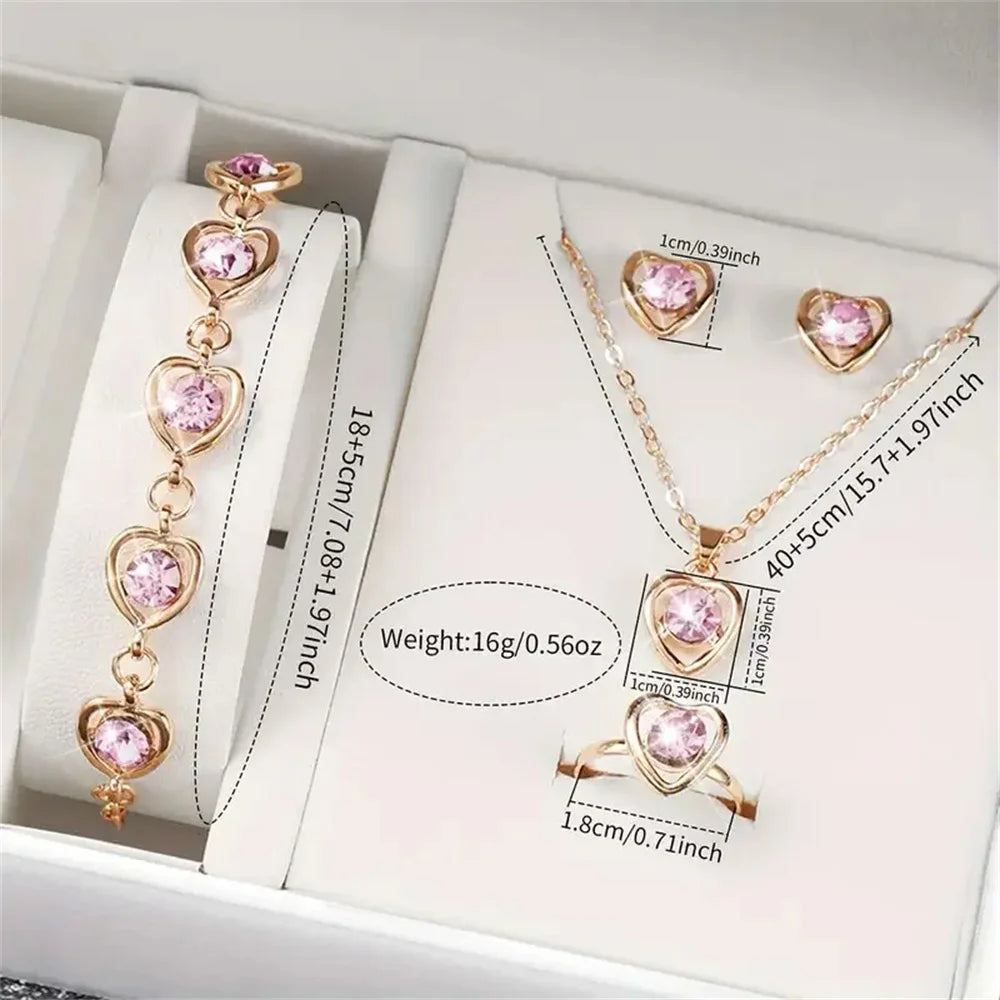 Ensemble montre et bijoux femme, parure Coeur, Étincelant, Coffret 6 pièces