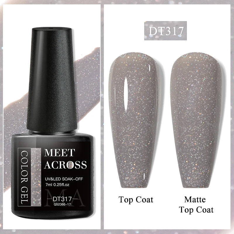 MEET ACROSS 7ml Eggshell Thermal Gel Nail Polish Temperature Changing Gradient Nail Art Varnish Winter Soak Off Gel For Nails