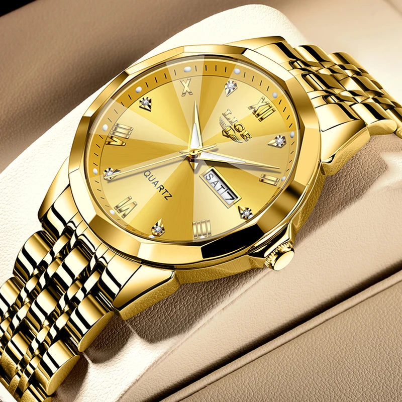 Montre de luxe pour femme, élégance Or, bracelet en acier