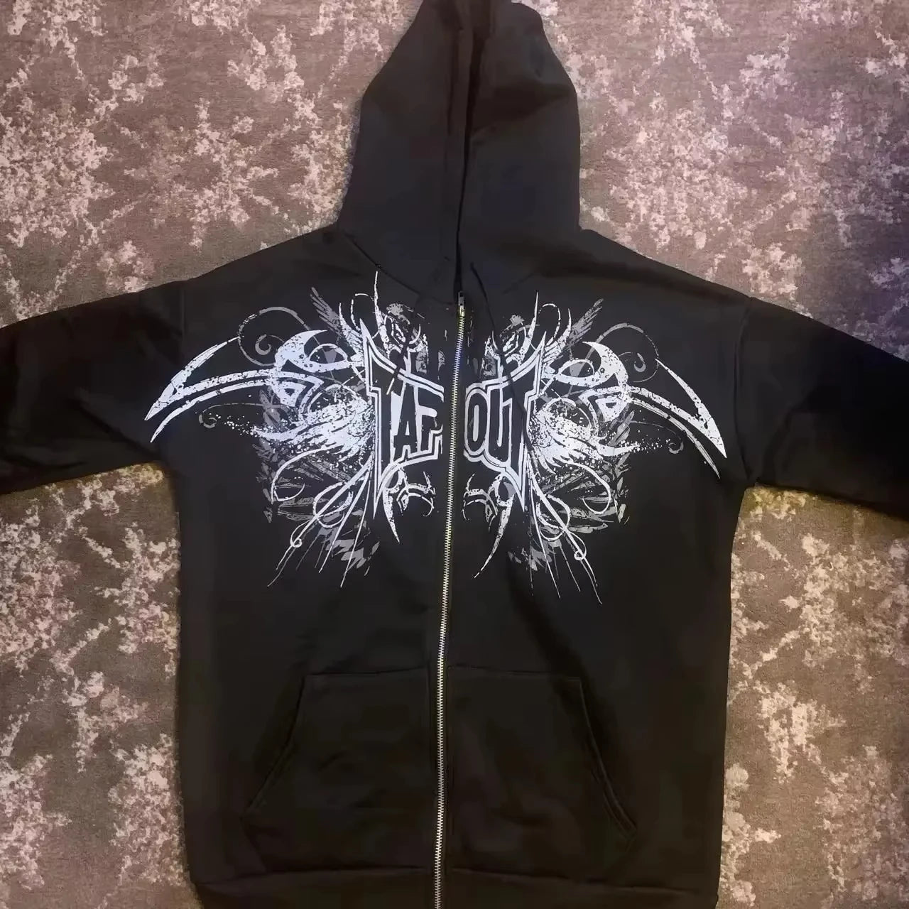 Hoodie - Gothic y2k - Design personnalisé, style grunge, coupe zippée