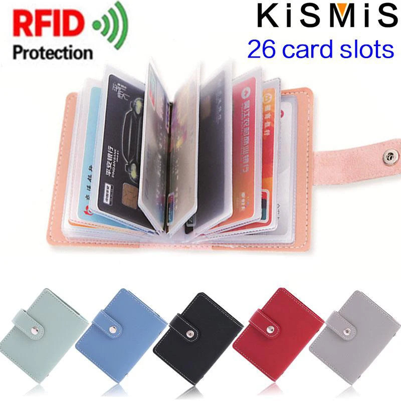 Portefeuille en cuir pour cartes - Protection RFID avec 26 compartiments