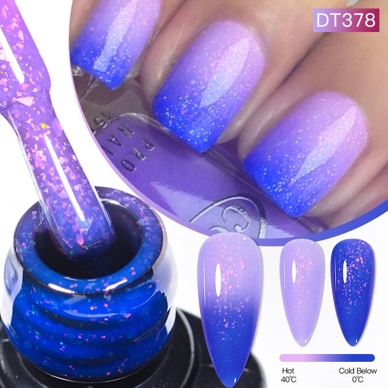 MEET ACROSS 7ml Eggshell Thermal Gel Nail Polish Temperature Changing Gradient Nail Art Varnish Winter Soak Off Gel For Nails