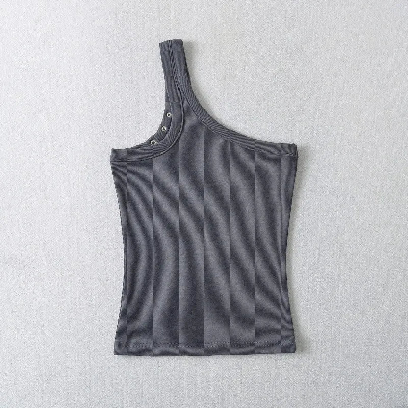Design Sense Niche Slim Shoulder Slim Sling Summer Slim Chic Shoulder Vest Women Y2k Tops