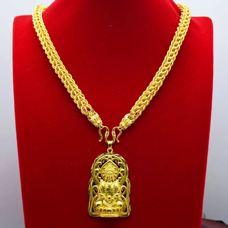 New Gold Store Same Style Men's Gold Necklace 9999 24K Real Gold Guanyin Buddha Brand Luxury AU750 Jewelry