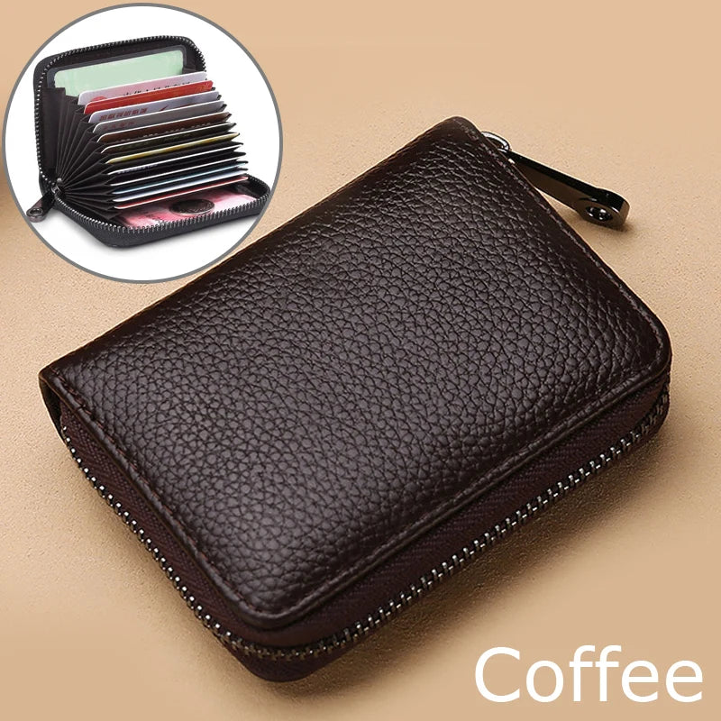 Portefeuille en cuir pour cartes - Protection RFID avec 26 compartiments