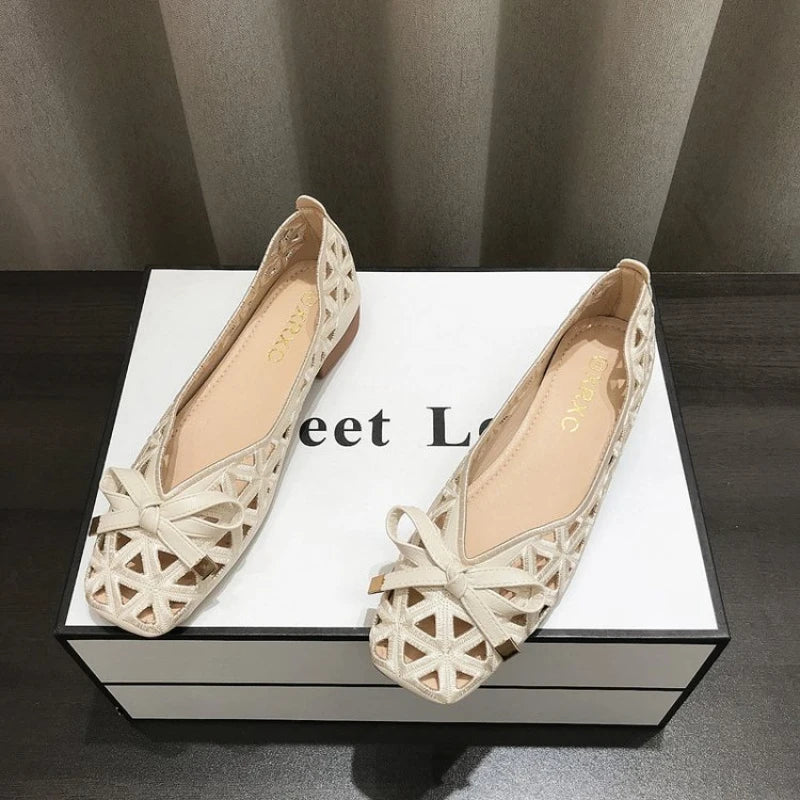 Ballerine Tressées Square Toe - Chic, Confortables et Respirantes