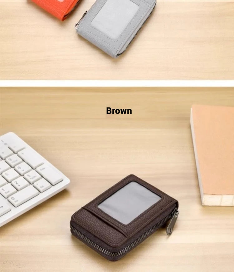 1pc Organ Card Bag Korean Edition Portable Women's Short Bank Card Cover Business Card Clip Zipper Vertical Handheld Bag