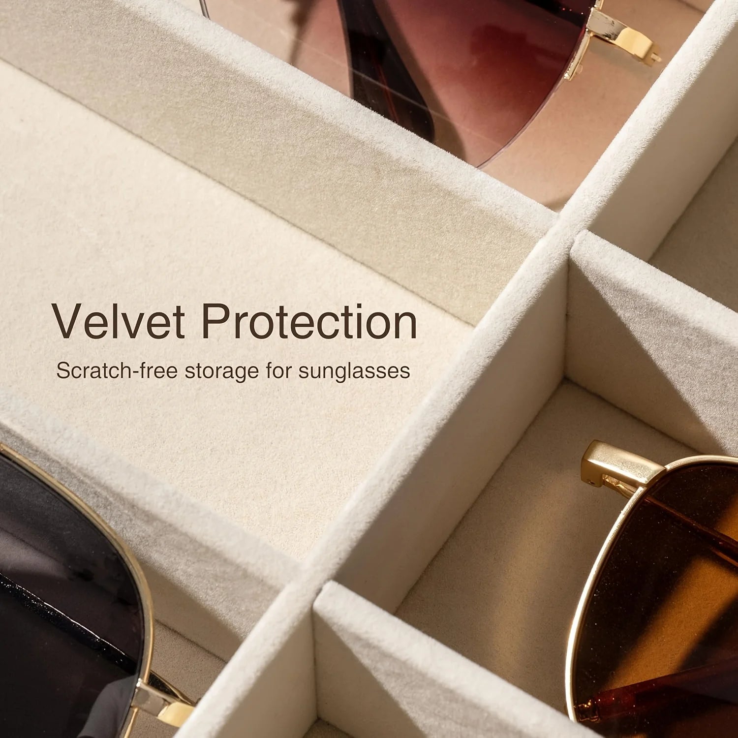 Organisateur de lunettes en velours, présentoir 8 compartiments