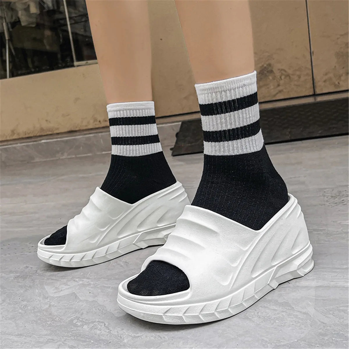 Sandales Compensées Chunky 8cm - Style Moderne et Waterproof