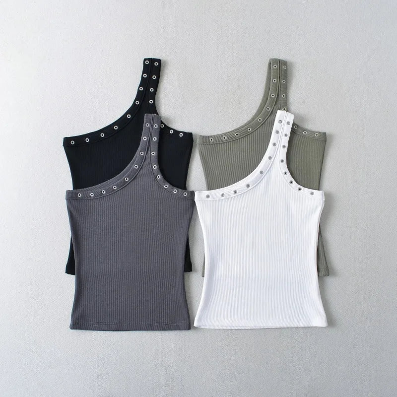 Design Sense Niche Slim Shoulder Slim Sling Summer Slim Chic Shoulder Vest Women Y2k Tops